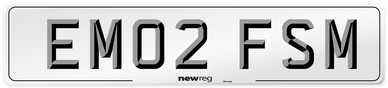 EM02 FSM Number Plate from New Reg